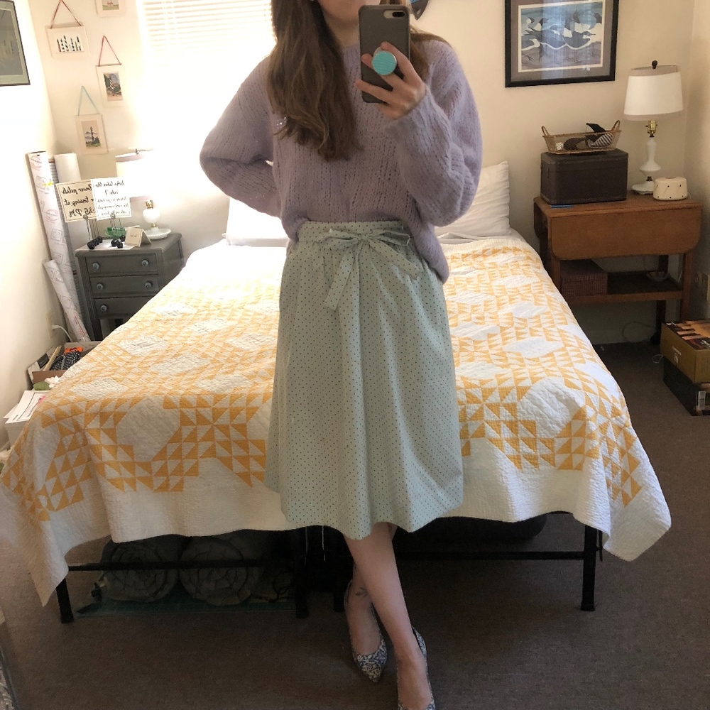 Mint Green Skirt with POCKETS and Belt